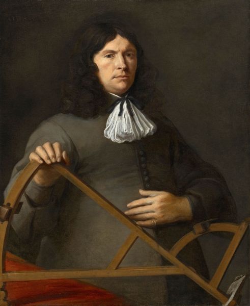 Portret van een man met Daviskwadrant. Olieverf op doek, midden zeventiende eeuw. Collectie Bert Degenaar, De Planetarium Zuylenburgh Collectie, Oud-Zuilen

