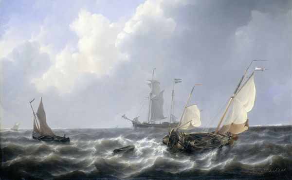 Petrus Johannes Schotel, De Zeeuwse wateren bij Schouwen, 1825-1827